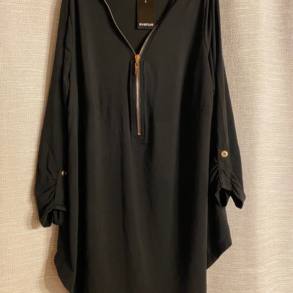 Black Blouse with Zipper Detail